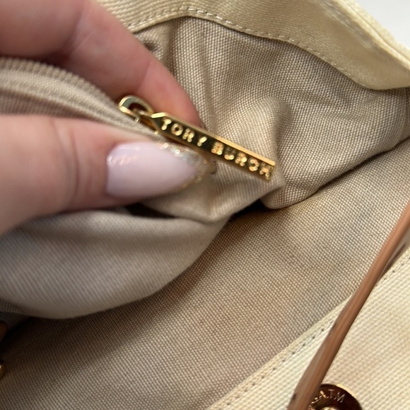 Tory Burch logo color block canvas with leather trim tote - Picture 9 of 9